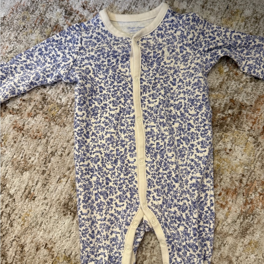 Ralph Lauren Floral Blue and Cream Bodysuit